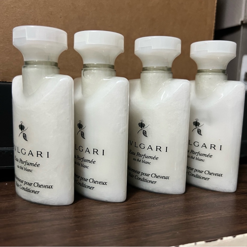 Bvlgari Eau Parfumée Au the Blanc white tea conditioner 1.3oz set of 4 Jun sale